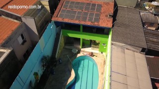 Amazing Videos made with DRONE in São Paulo catches couple fucking in the garden next to the pool