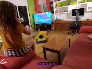 My gamer stepsister catches me filming her pussy while she plays fall guys - Cherry Lips 4k
