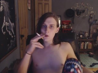Transgirl Topless Smoking