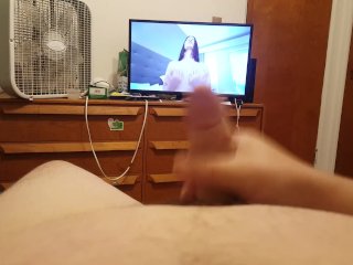 Fat guy jerks off to porn till he has a nice wet cum