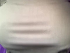 My tits bouncing in my shirt - jumping natural tits