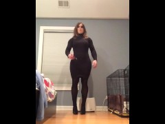 Michaela's day off (female mask, crossdressing, breasts, booty, corset, heels, tight dress, legs)