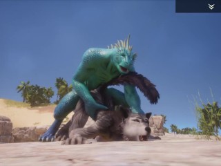 Wild Life / Scaly and Furry,Hot Wolf girl Fucks with_Lizard