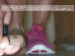 Giantess tortures tiny man 