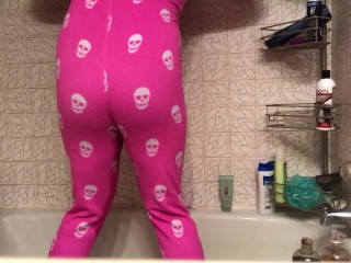 Peeing her Pajamas