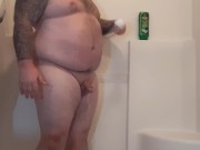 Preview 1 of Beefy chubby bear soaps up beautiful cock and has moaning orgasm