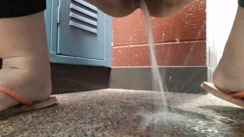 Pissing on gyms locker room floor