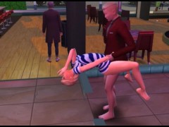 Sex with a waitress at the bar and in the toilet with rock music | porn games