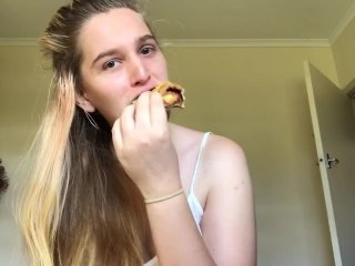 solo female, vegemite scroll, eating, teen