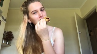 hot girl eats vegemite scroll