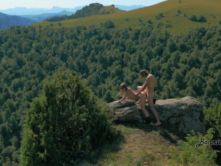 Creampie on Top of the Mountain - Public Sex in Nature