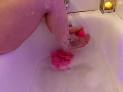 pov Foot soak Bubble Bath wash, massaging feet for sexy footjob, footFuck& Toe Sucking custom