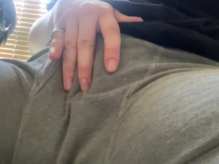 FtM rubs pussy at breakfast table