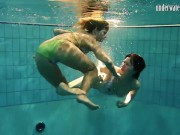 Preview 3 of Girls Andrea and Monica stripping one another underwater