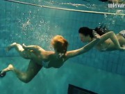 Preview 4 of Girls Andrea and Monica stripping one another underwater