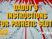 Preview 3 of Daddy's Masturbation Instructions for Pathetic Sluts - Dirty Audio