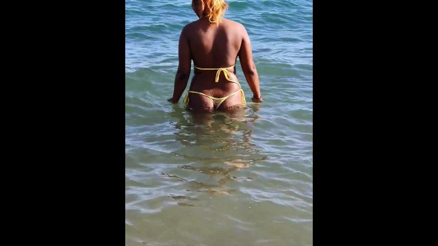 Ebony Beach Thong - Sexy Ebony in a MICRO BIKINI on the BEACH - CANDID - Pornhub.com