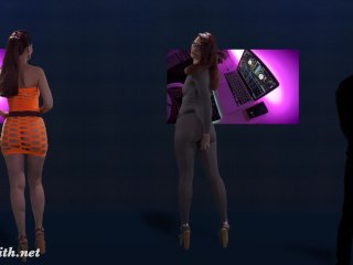 Naked Singer on stage. Virtual Reality. Naked Dance