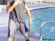 Preview 2 of Four dudes get wet in a pool before having group spank