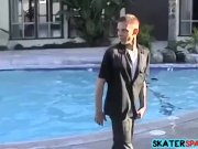 Preview 5 of Four dudes get wet in a pool before having group spank