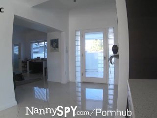 NANNYSPY Lesbian Nanny Caught With GF& Fucks Boss