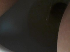 Wet loud peeing in public toilet close up
