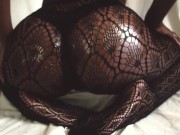 Preview 2 of Rubbing OIL all over my FISHNET covered ASS for the AESTHETIC