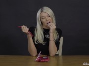 Preview 4 of Porn Stars Eating: Aubrey Kate Tongues Twizzlers