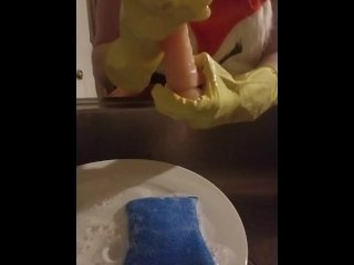 JOI Latex_Gloves/costume Fetish/petite Blonde Washes_Dishes