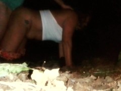 SHH, don't wake your husband-Sneak my friends wife in woods behind cabin for a fuck