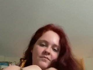 solo female, big tits, vertical video, red head