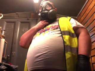 gasmask, exclusive, solo male, belly