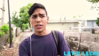 🔥LatinLeche-Horny Latino gets pimped by camera man to three strangers