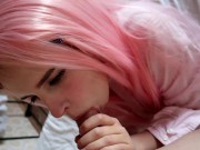 Preview 4 of Милая с розовыми волосами сосёт член