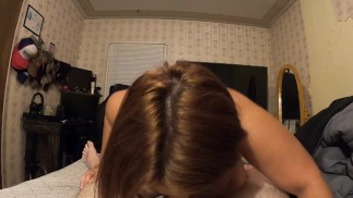 Sucking hubbys dick until he cums