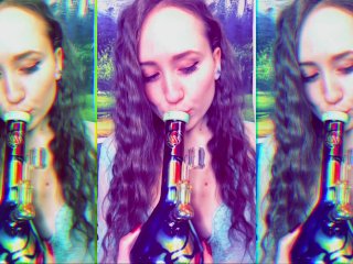 stoner girl, smoking weed, solo female, taking dabs