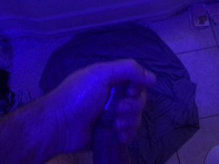 Big Guy Stroking Outside The Shower - Solo Male Chubby