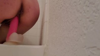 Riding my dildo in the shower
