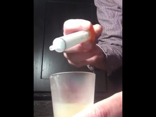 masturbation, solo male, thawed cum, cum syringe