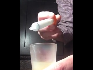 Loading a Syringe of my Thawed Cum Loads to Inject into my Wife's Pussy 
