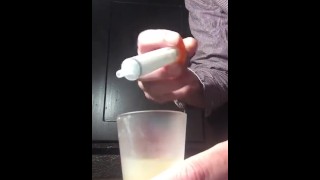 Loading My Wife's Pussy With A Syringe Filled With My Thawed Cum Loads