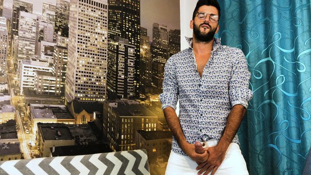Good Looking Guy Pose and Jerk His Big Dick With Clothes On
