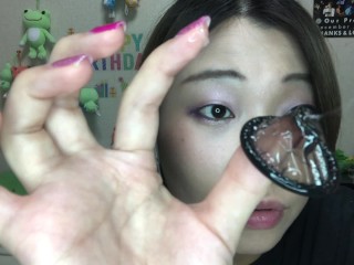 A cute Japanese sex toy shop clerk introduces the latest Japanese condoms