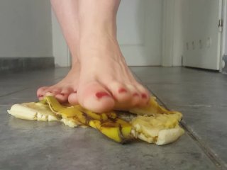 exclusive, solo female, banana, feet