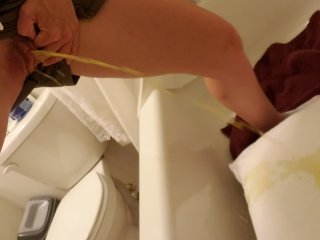 piss pillow, solo female, yellow piss, pillow pee