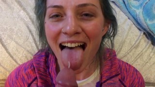 Amazing Cumshot  Facial on Enthusiastic Blue Haired Bunnie
