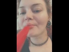 cutie sucks and teases a popsicle 