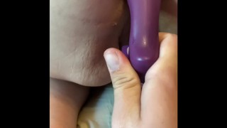 BBW tries new toy out and cums hard on boyfriends cock