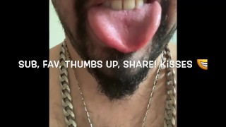 Tongue ASMR sticking out with teeth! Suck my tongue please 