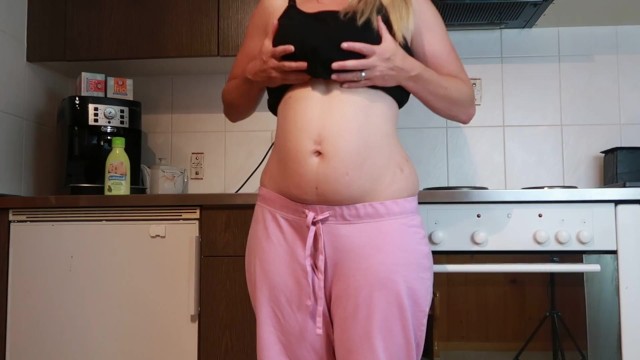 Lactating MILF Milky Boobs Masturbation in the Kitchen